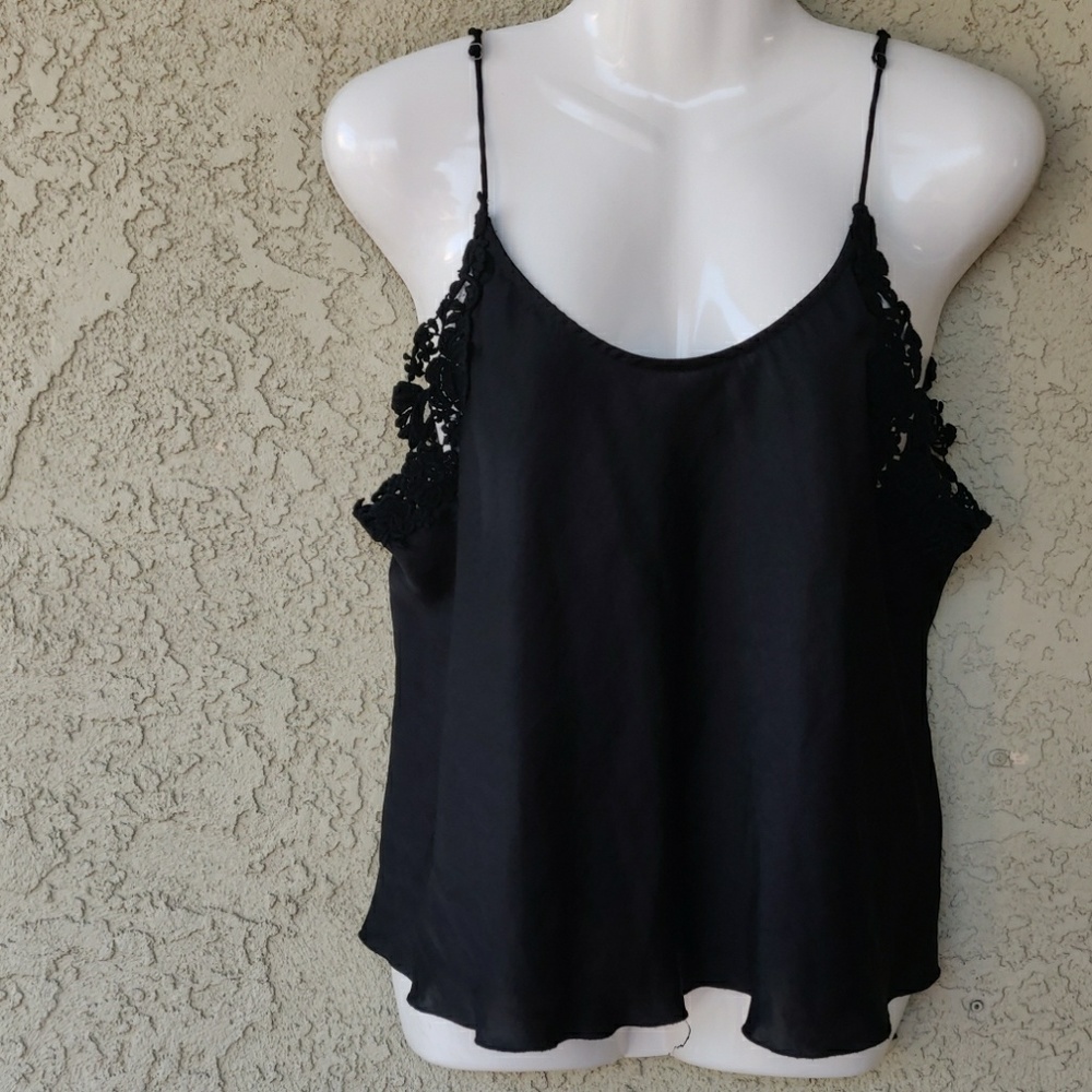 Free people intimately black silk crochet blouse